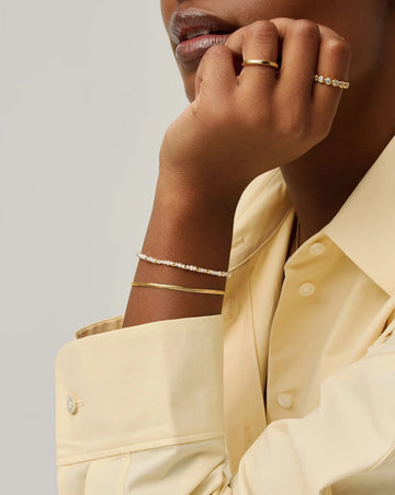 Micro Pearl Beaded & Thin Snake Chain Bracelet Set | 18k Gold Plated/Pearl Bracelets Missoma 