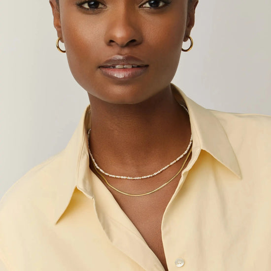 Micro Pearl Beaded & Thin Snake Chain Necklace Set | 18k Gold Plated/Pearl Necklaces Missoma 