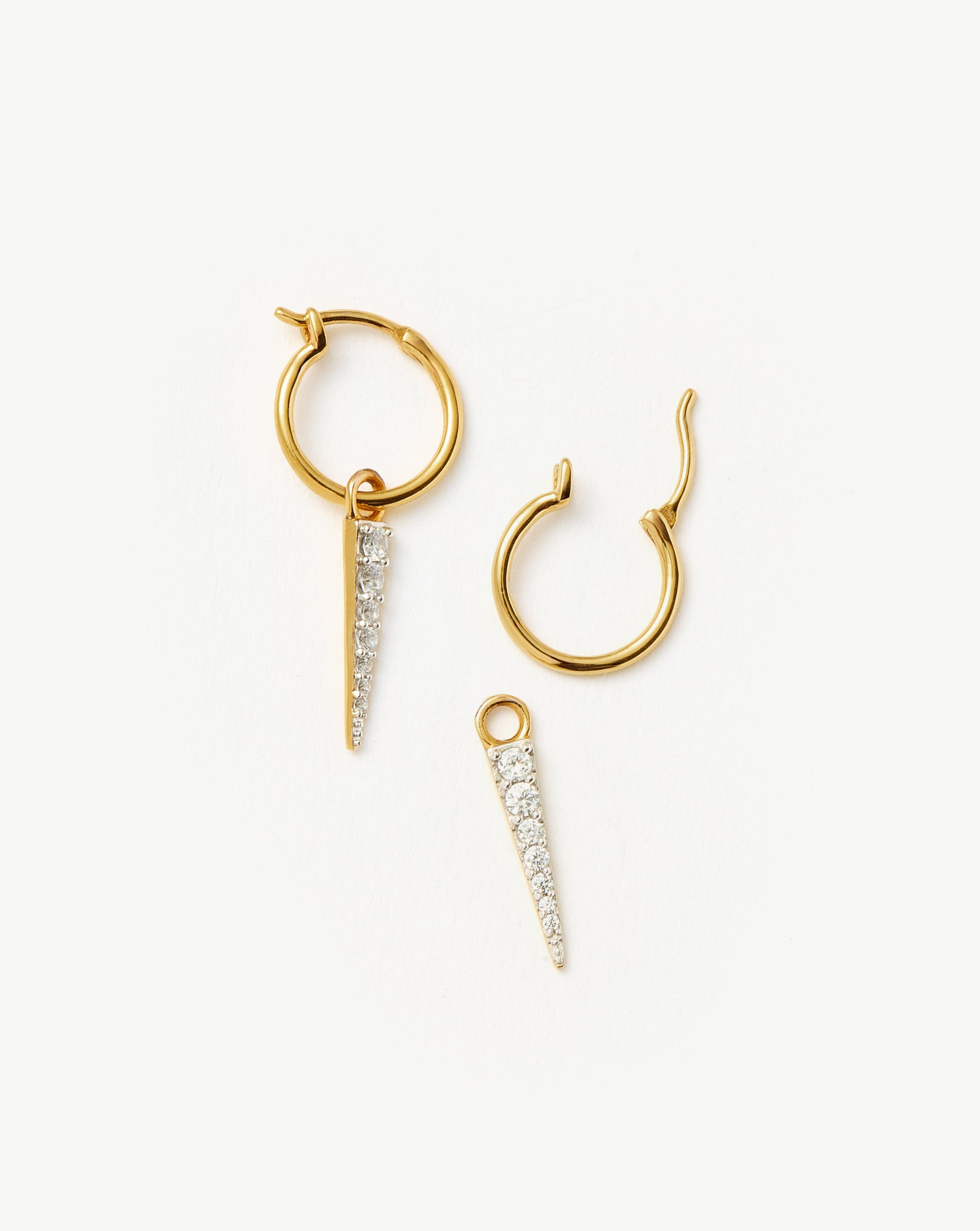 Mini Pave Spike Charm Hoop Earrings | 18ct Gold Vermeil/Cubic Zirconia