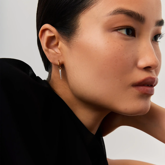 Mini Pave Spike Charm Hoop Earrings | 18k Gold Vermeil/Cubic Zirconia Earrings Missoma 