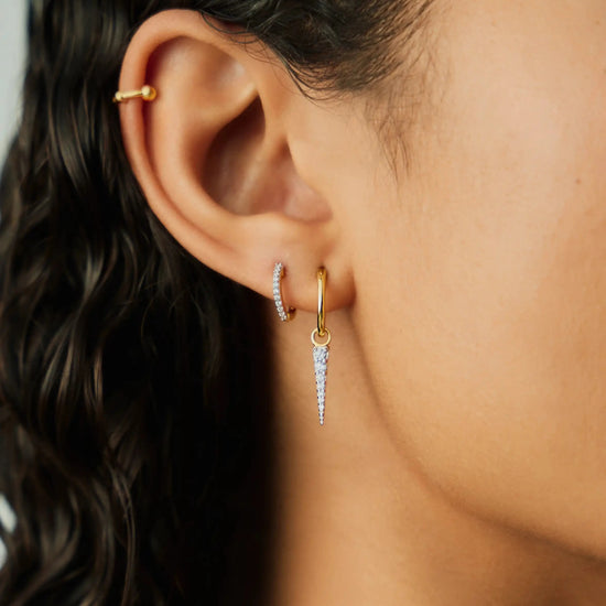 Mini Pave Spike Charm Hoop Earrings | 18k Gold Vermeil/Cubic Zirconia Earrings Missoma 