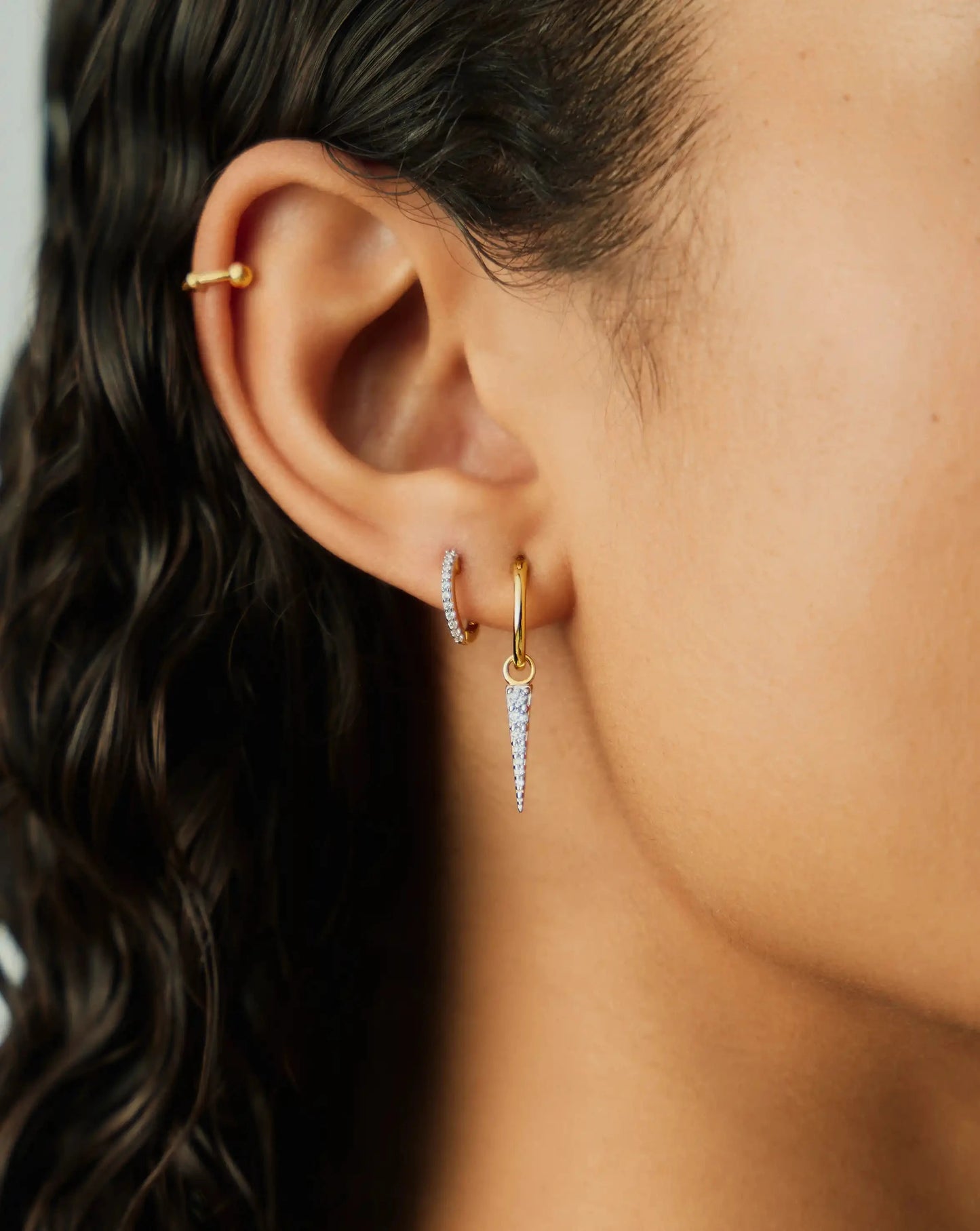 Mini Pave Spike Charm Hoop Earrings | 18k Gold Vermeil/Cubic Zirconia Earrings Missoma 