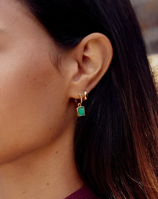 Mini Pyramid Charm Hoop Earrings | 18k Gold Vermeil/Amazonite Earrings Missoma 