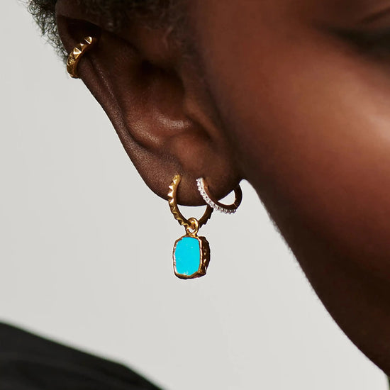Mini Pyramid Charm Hoop Earrings | 18k Gold Vermeil/Turquoise Earrings Missoma 