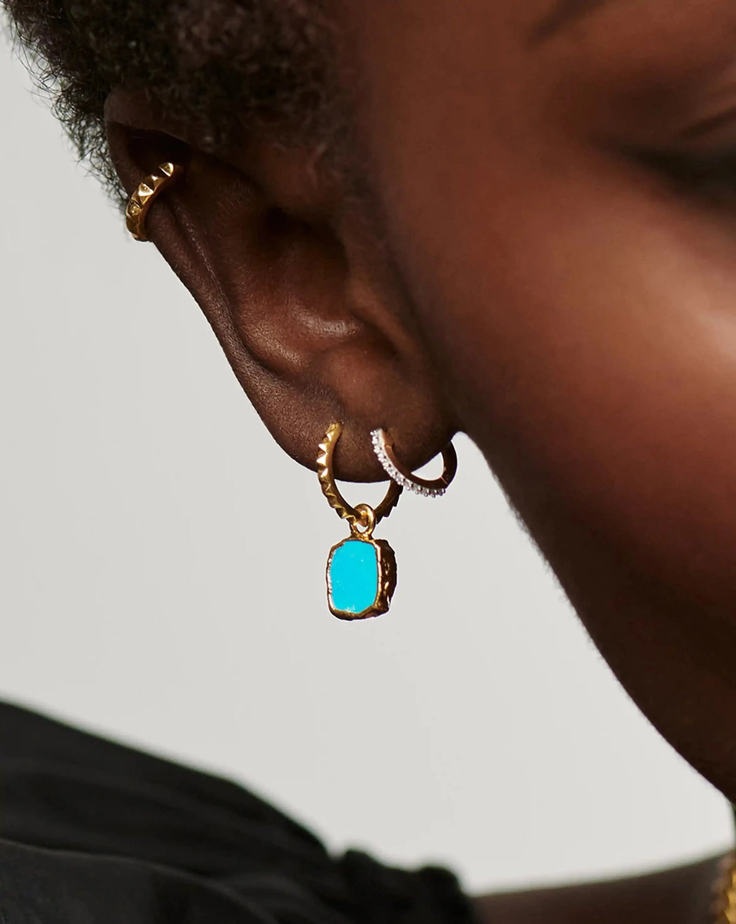 Mini Pyramid Charm Hoop Earrings | 18k Gold Vermeil/Turquoise Earrings Missoma 