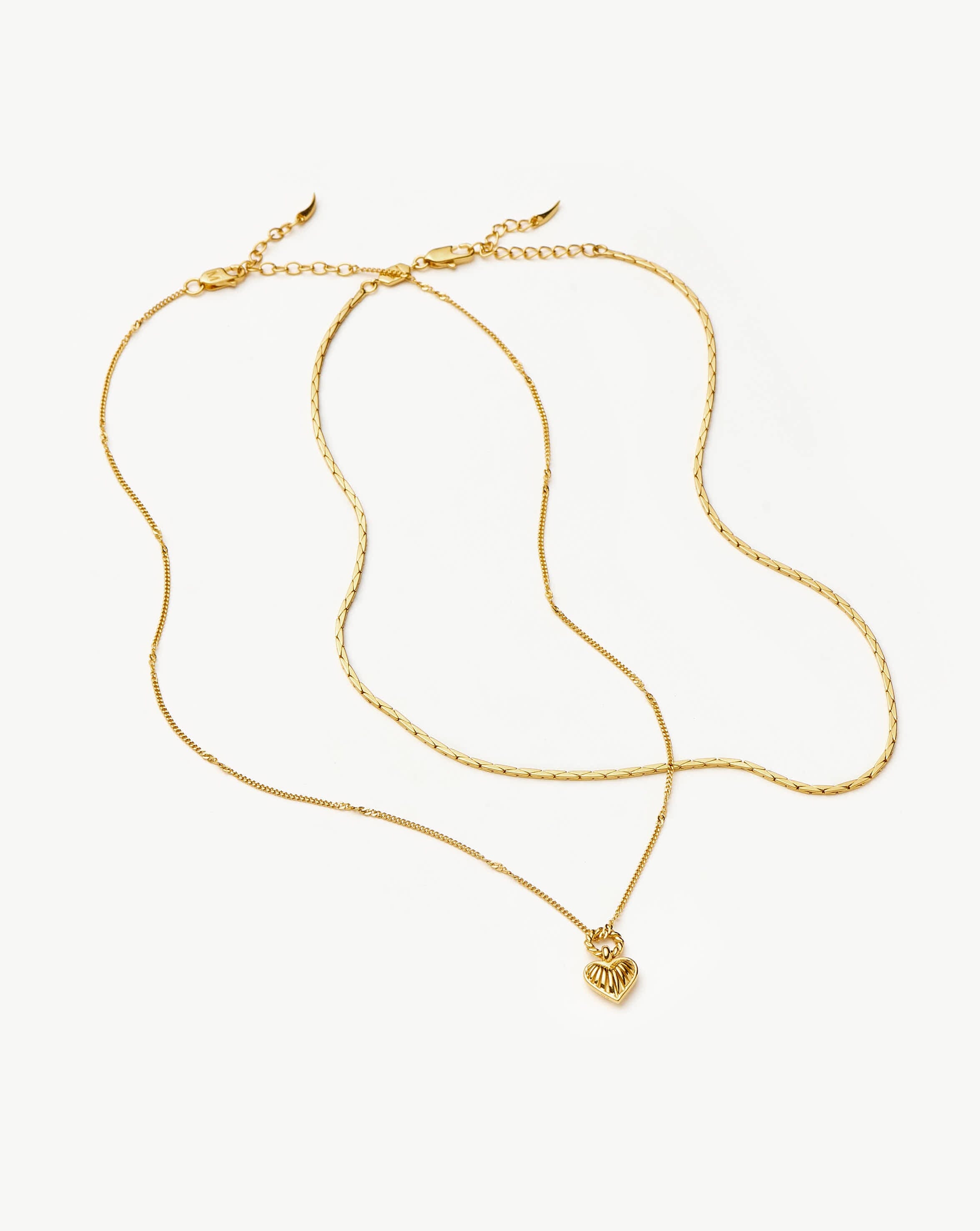 Mini Ridge Heart Chain Necklace Set | 18k Gold Plated Layering Sets Missoma 