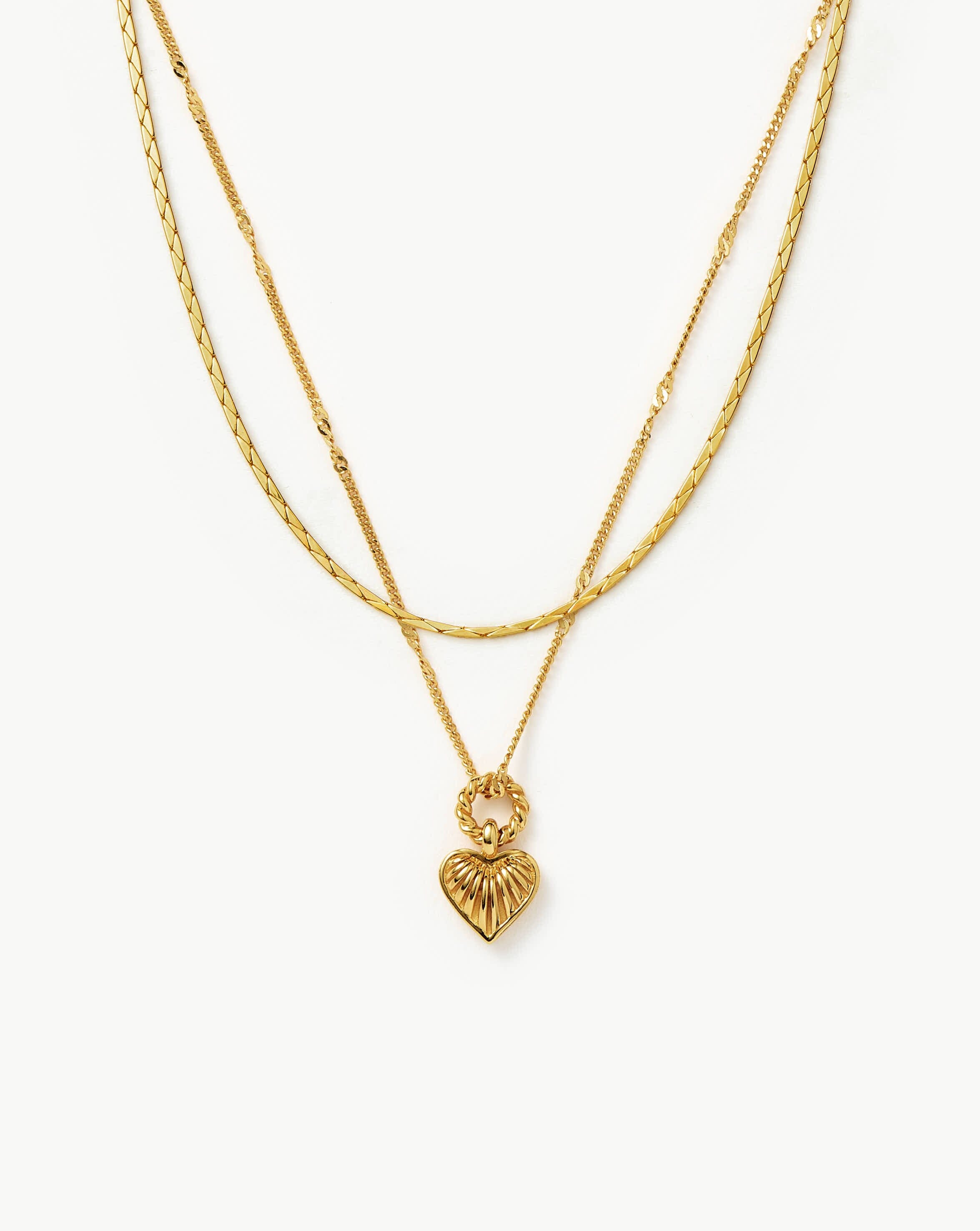 Mini Ridge Heart Chain Necklace Set | 18k Gold Plated Layering Sets Missoma 