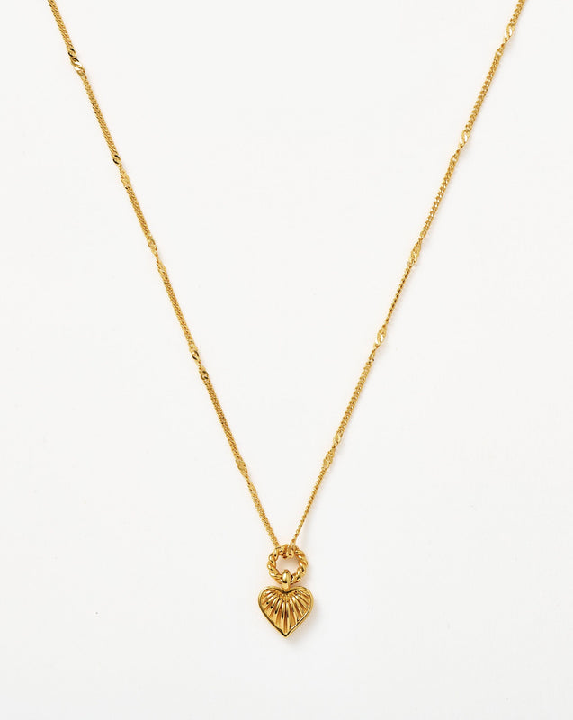Mini Ridge Heart Charm Pendant Necklace