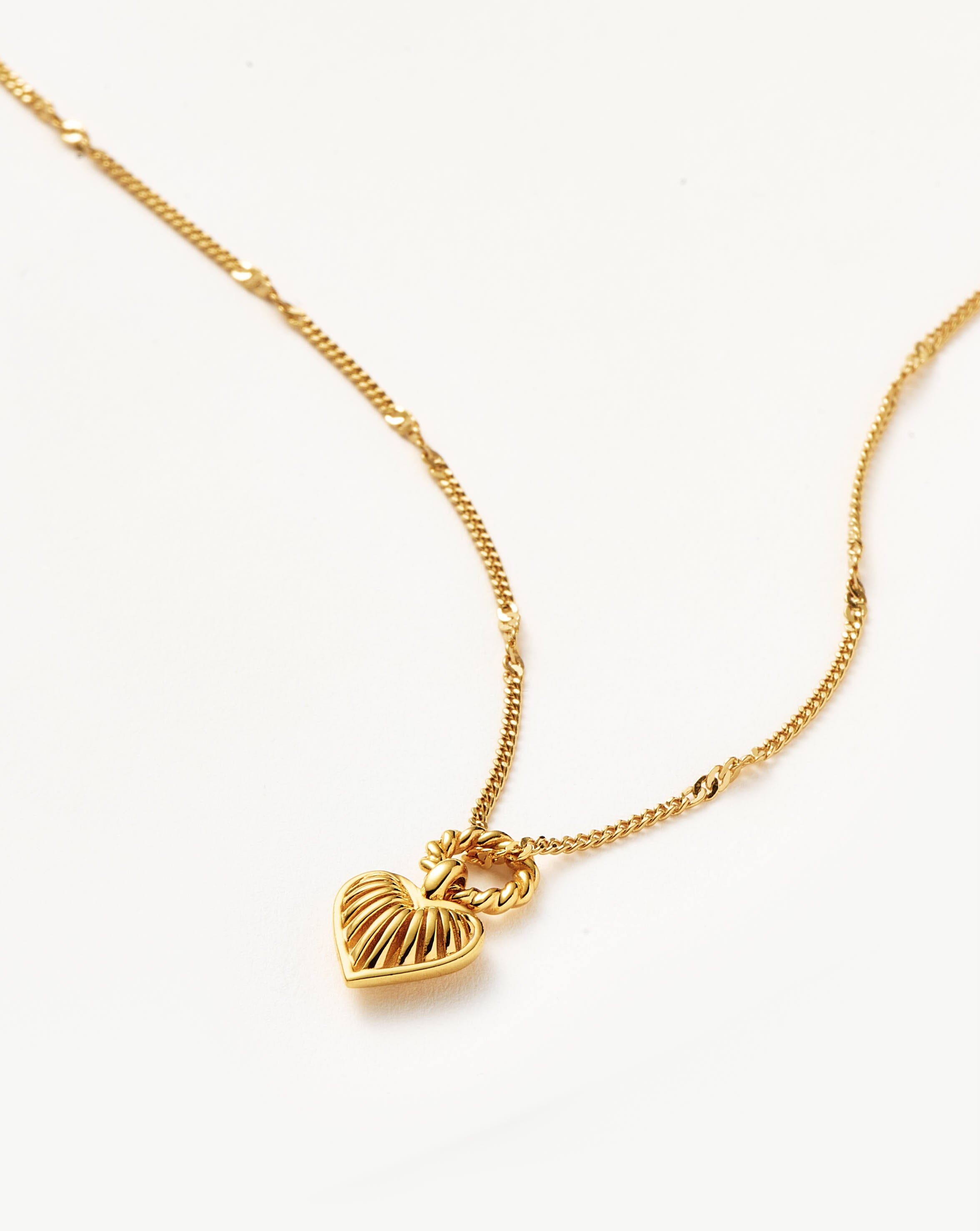 Mini Ridge Heart Charm Pendant Necklace Necklaces Missoma 