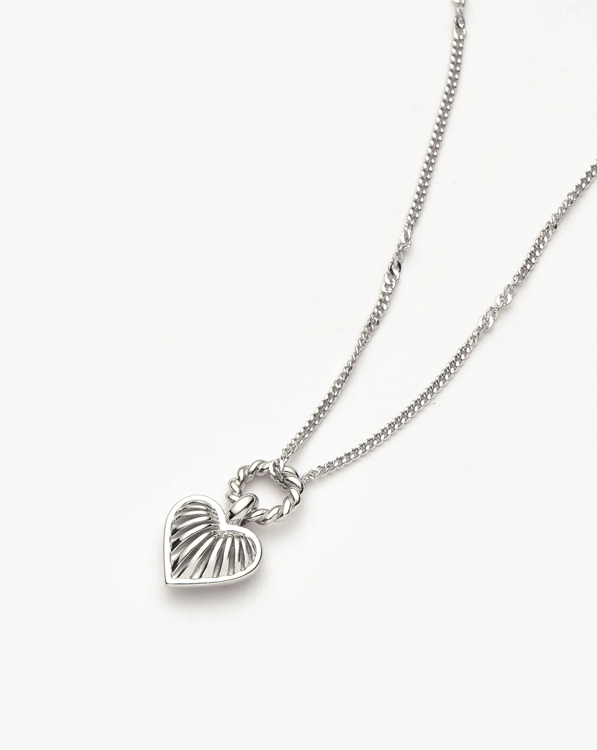 Mini Ridge Heart Charm Pendant Necklace | Silver Plated Necklaces Missoma 