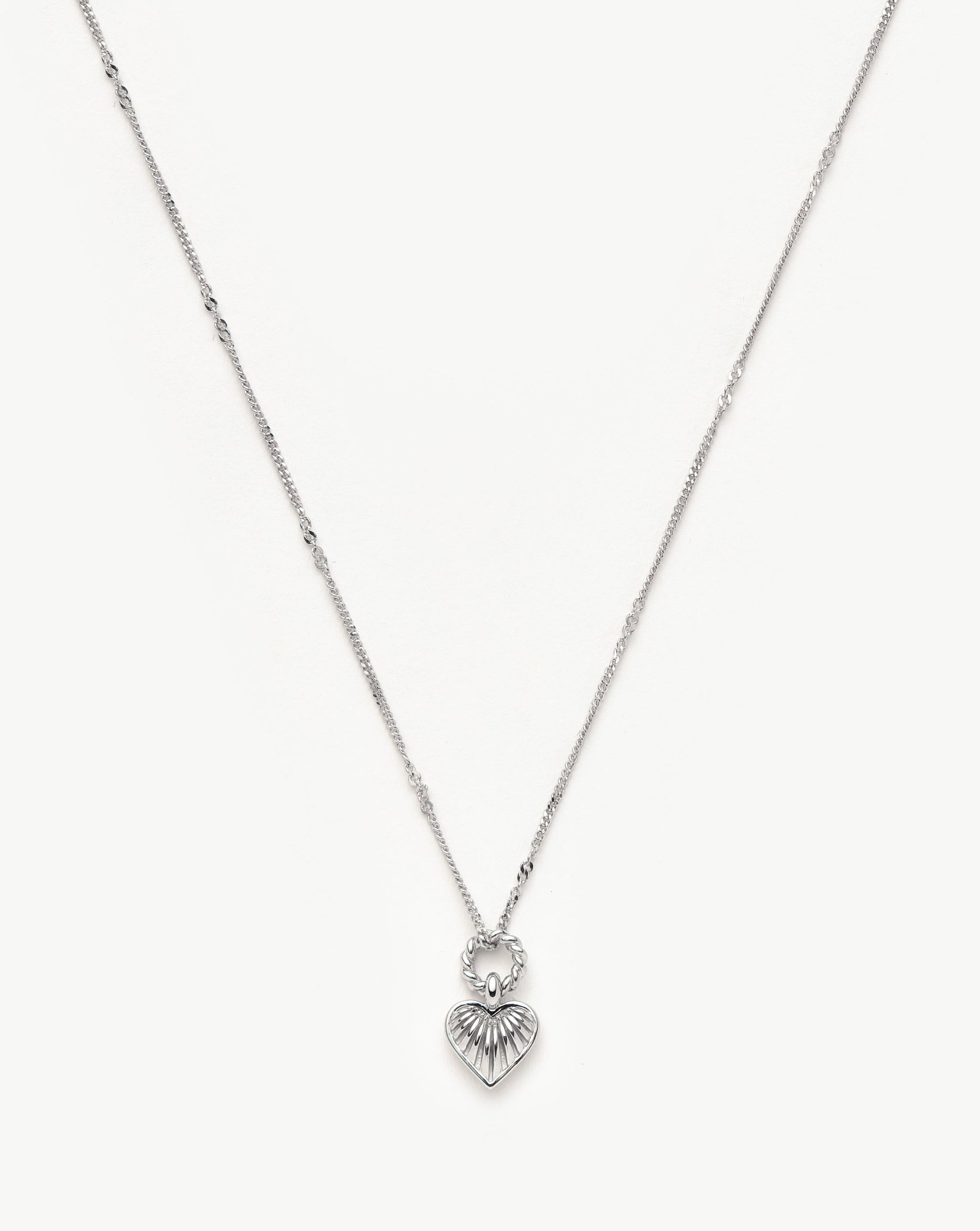 Mini Ridge Heart Charm Pendant Necklace | Silver Plated Necklaces Missoma 
