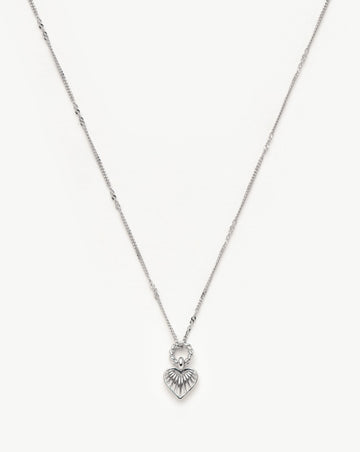 Mini Ridge Heart Charm Pendant Necklace | Silver Plated Necklaces Missoma 