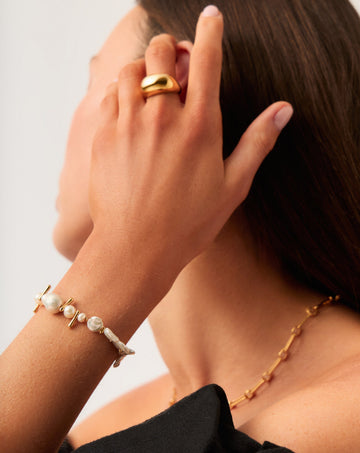 Mixed Pearl Statement Beaded Bracelet | 18k Gold Plated/Pearl Bracelets Missoma 