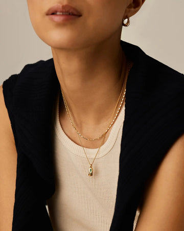 Molten Gemstone Bean Pendant Necklace | 18k Gold Plated/Blue and Green Onyx Necklaces Missoma 
