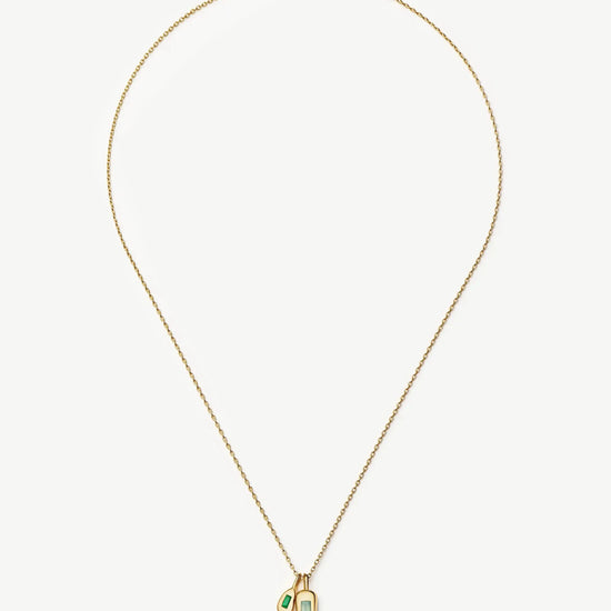 Molten Gemstone Bean Pendant Necklace | 18k Gold Plated/Blue and Green Onyx Necklaces Missoma 