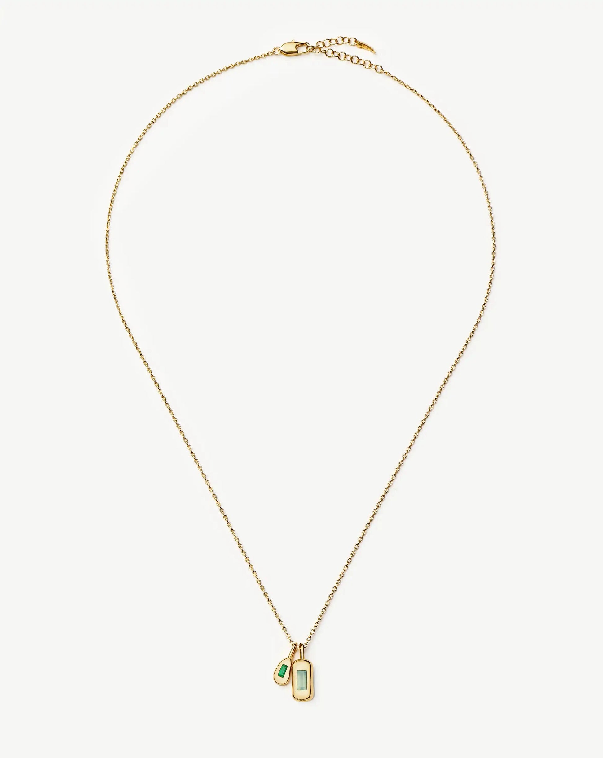 Molten Gemstone Bean Pendant Necklace | 18k Gold Plated/Blue and Green Onyx Necklaces Missoma 