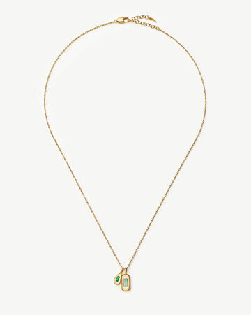 Molten Gemstone Bean Pendant Necklace | 18k Gold Plated/Blue and Green Onyx Necklaces Missoma 