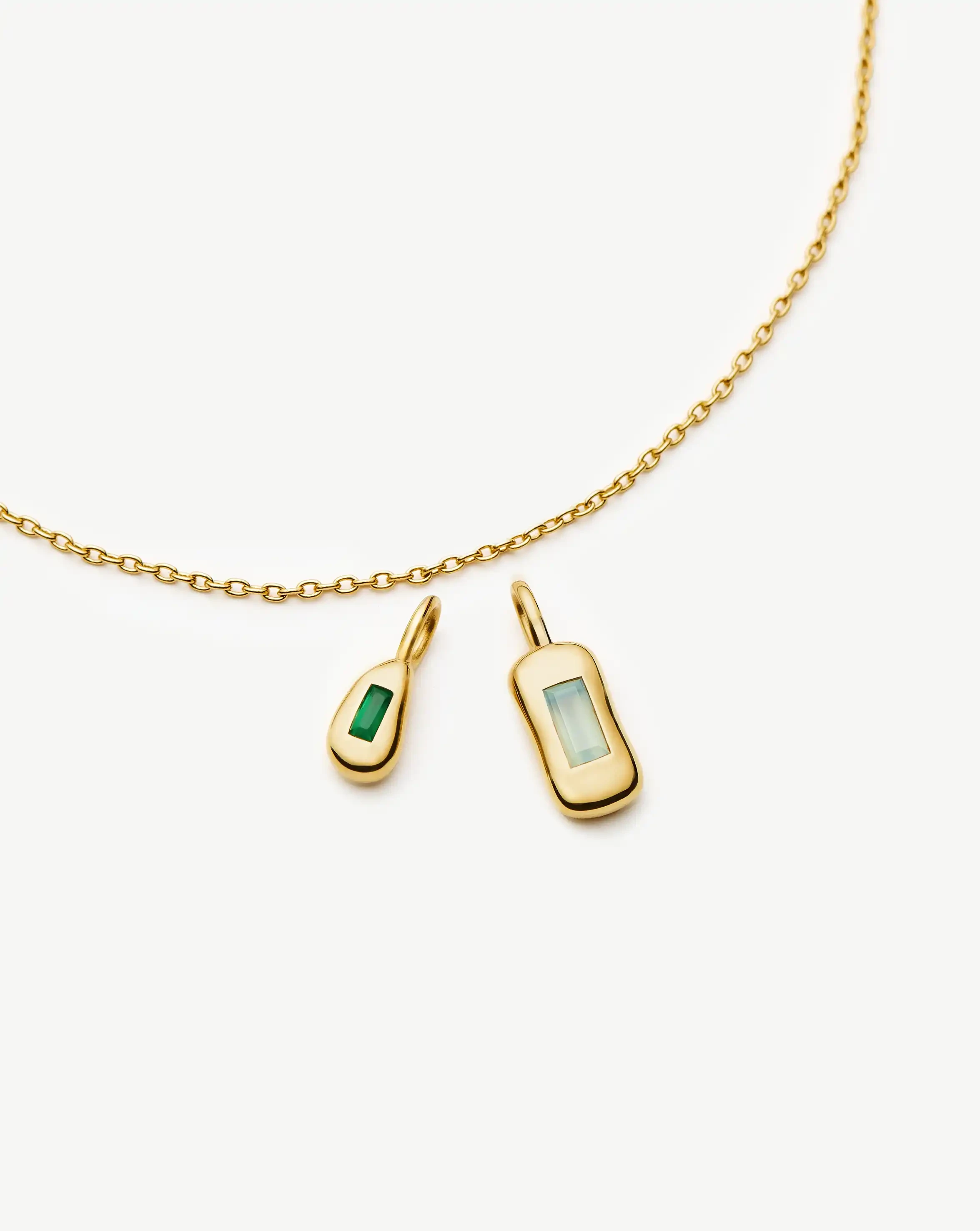 Molten Gemstone Bean Pendant Necklace | 18k Gold Plated/Blue and Green Onyx Necklaces Missoma 