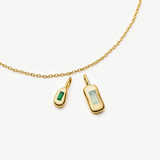 Molten Gemstone Bean Pendant Necklace | 18k Gold Plated/Blue and Green Onyx Necklaces Missoma 