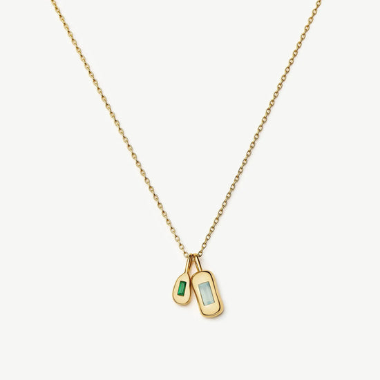 Molten Gemstone Bean Pendant Necklace | 18k Gold Plated/Blue and Green Onyx Necklaces Missoma 