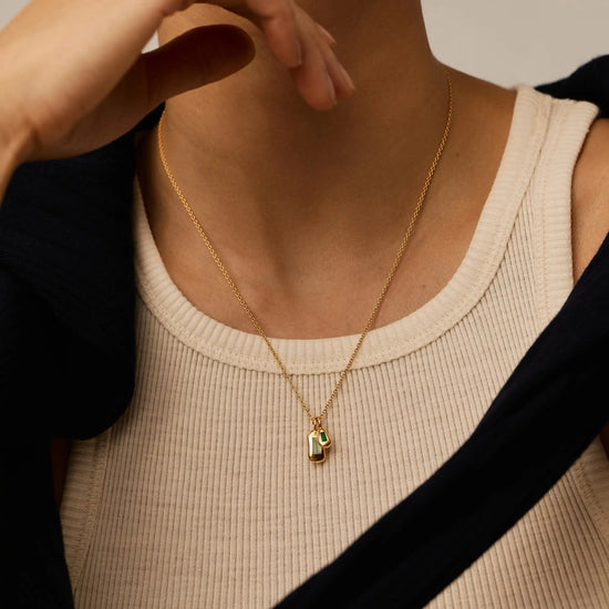 Molten Gemstone Bean Pendant Necklace | 18k Gold Plated/Blue and Green Onyx Necklaces Missoma 