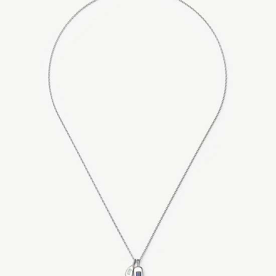 Molten Gemstone Bean Pendant Necklace | Silver Plated/Blue Onyx and Lab Grown Sapphire Necklaces Missoma 