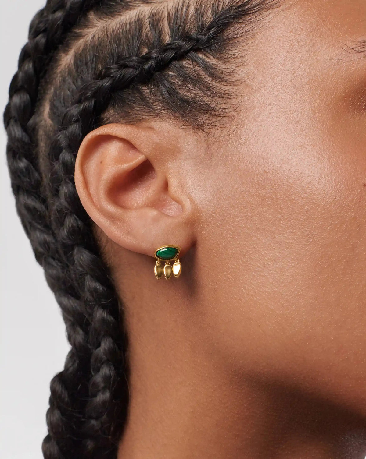 Molten Gemstone Charm Stud Earrings | 18k Gold Vermeil/Malachite Earrings Missoma 