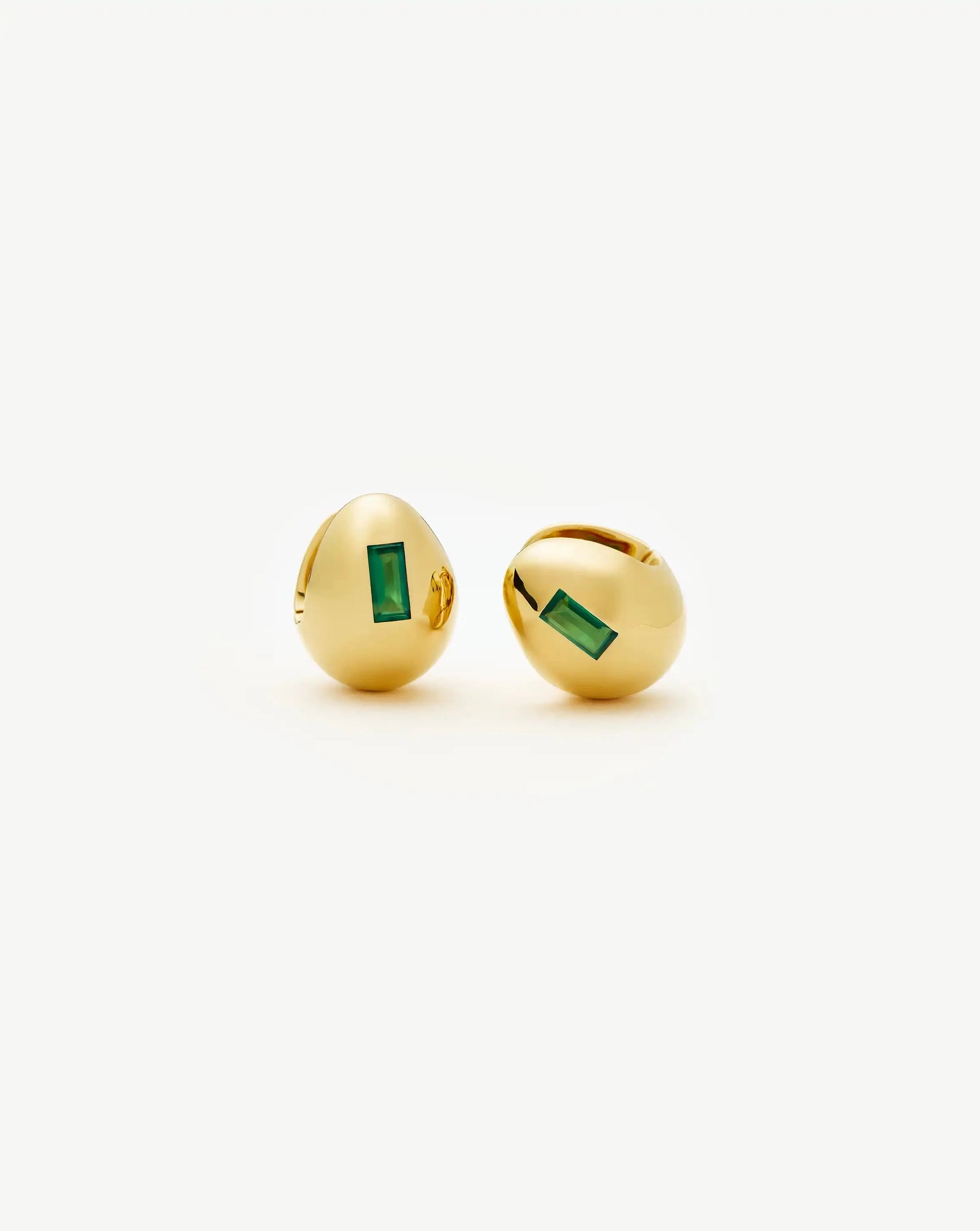 Molten Gemstone Dome Small Hoop Earrings | 18k Gold Plated/Green Onyx Earrings Missoma 
