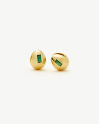 Molten Gemstone Dome Small Hoop Earrings | 18k Gold Plated/Green Onyx Earrings Missoma 