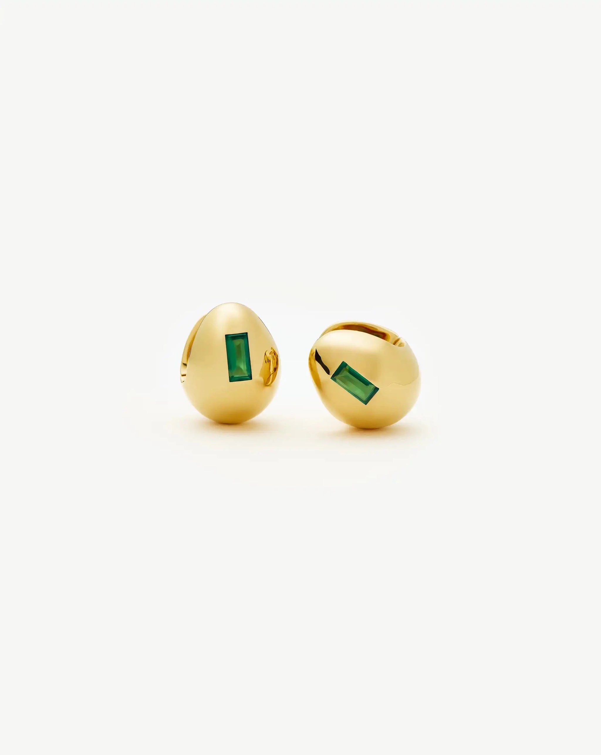 Molten Gemstone Dome Small Hoop Earrings | 18k Gold Plated/Green Onyx Earrings Missoma 