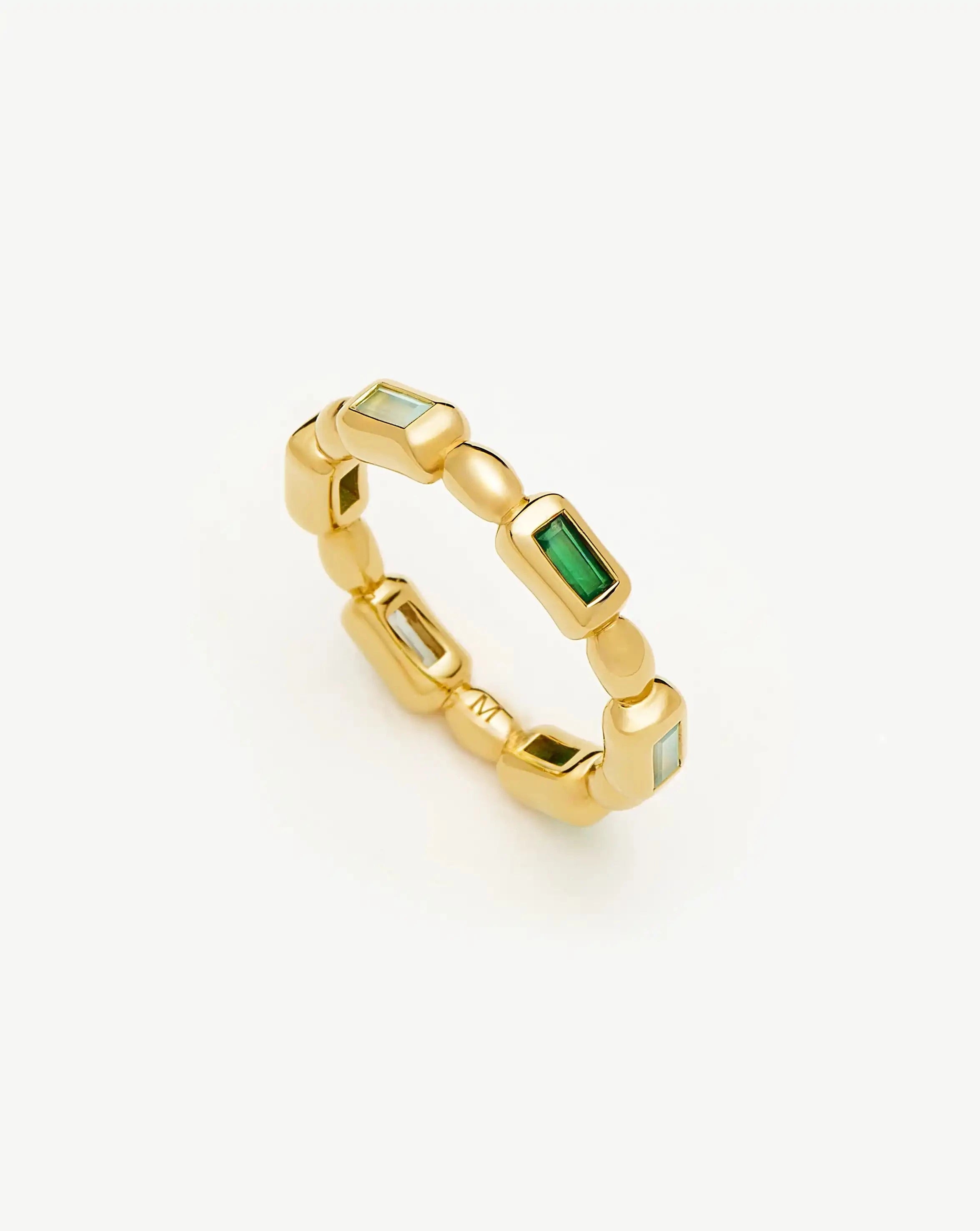 Molten Gemstone Stacking Ring | 18k Gold Plated/Blue & Green Onyx Rings Missoma 