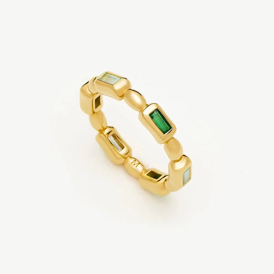 Molten Gemstone Stacking Ring | 18k Gold Plated/Blue & Green Onyx Rings Missoma 