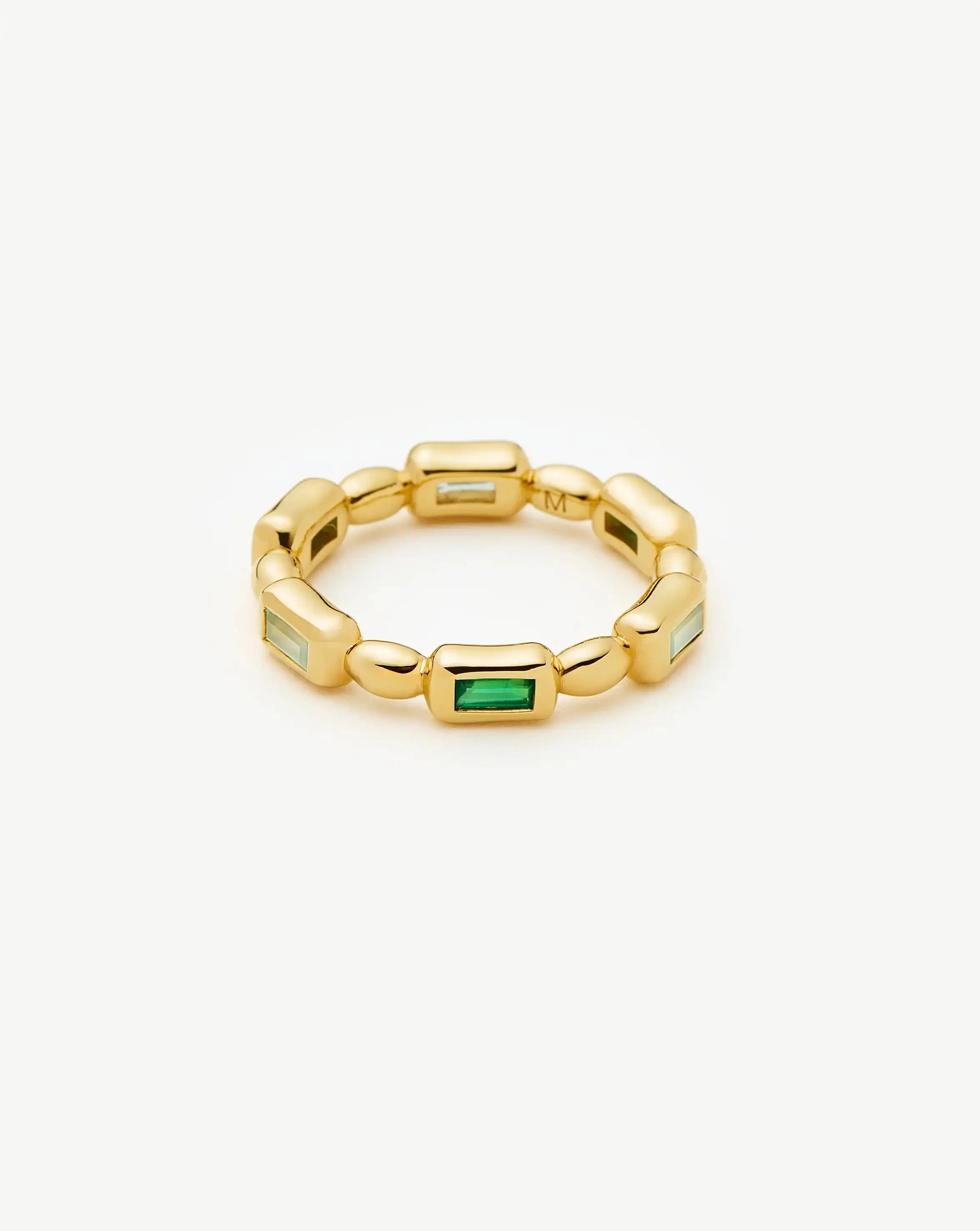 Molten Gemstone Stacking Ring | 18k Gold Plated/Blue & Green Onyx Rings Missoma 