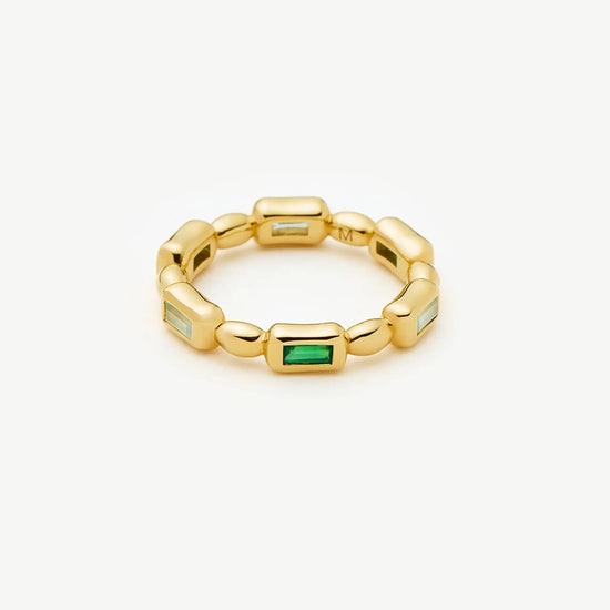 Molten Gemstone Stacking Ring | 18k Gold Plated/Blue & Green Onyx Rings Missoma 