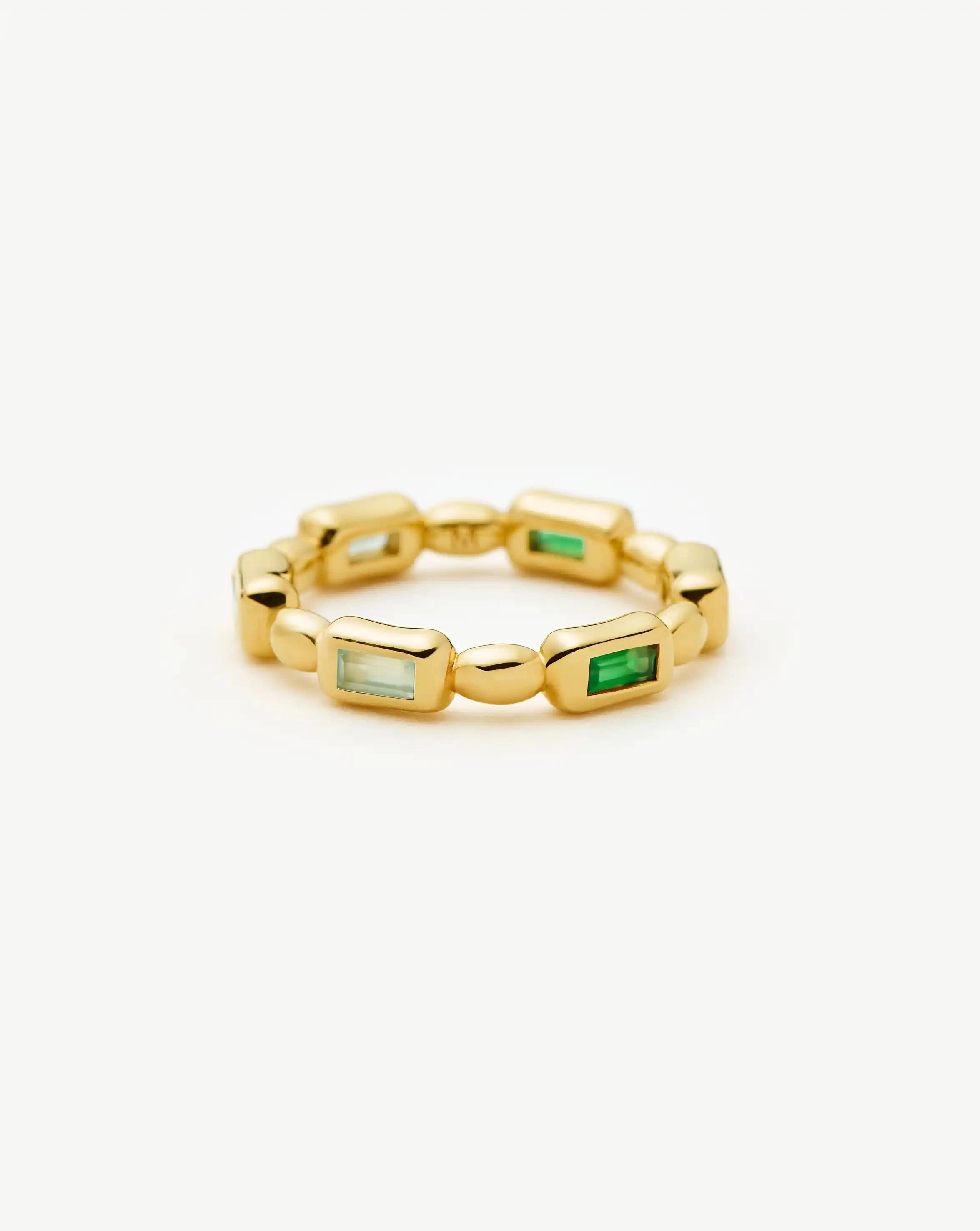 Molten Gemstone Stacking Ring | 18k Gold Plated/Blue & Green Onyx Rings Missoma 