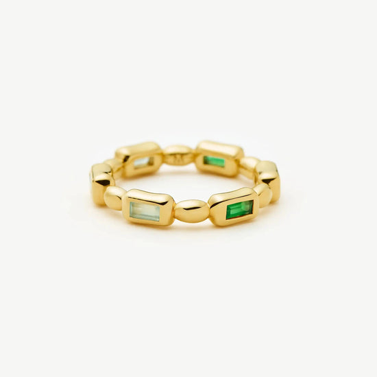 Molten Gemstone Stacking Ring | 18k Gold Plated/Blue & Green Onyx Rings Missoma 