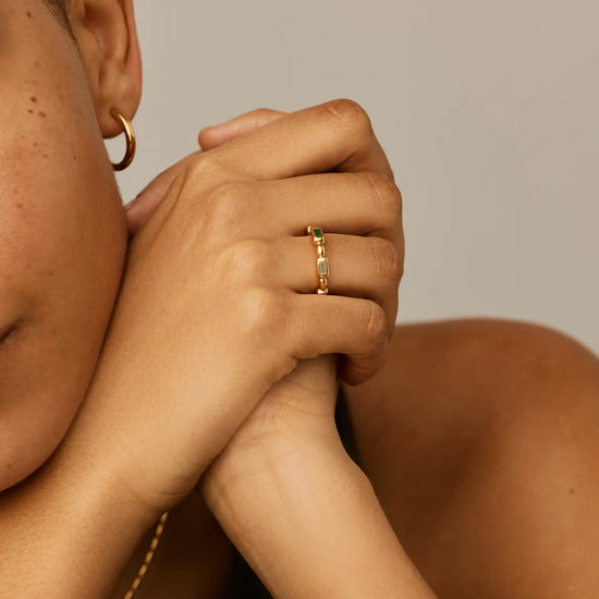 Molten Gemstone Stacking Ring | 18k Gold Plated/Blue & Green Onyx Rings Missoma 