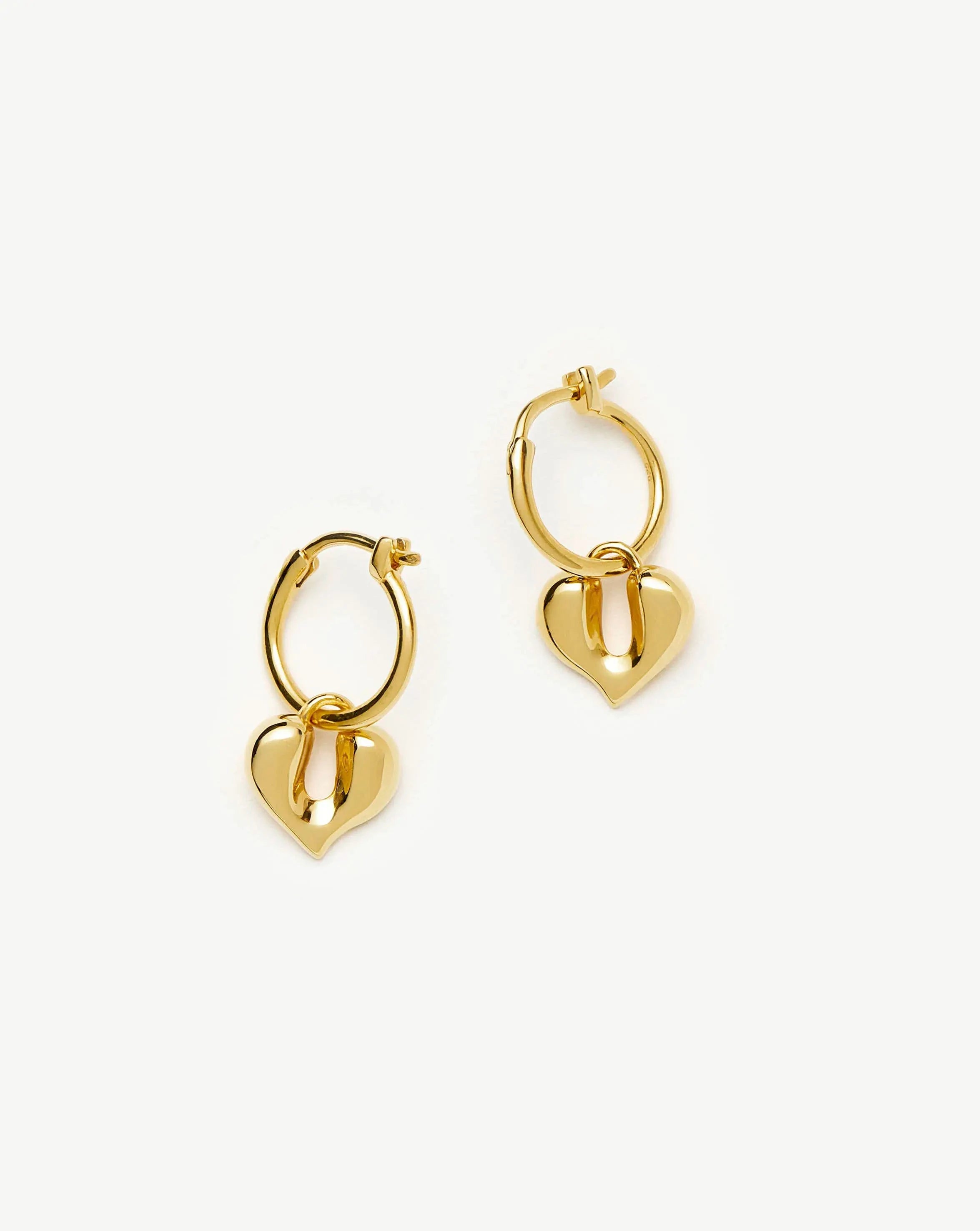 Molten Heart Charm Hoop Earrings | 18k Gold Vermeil Earrings Missoma 