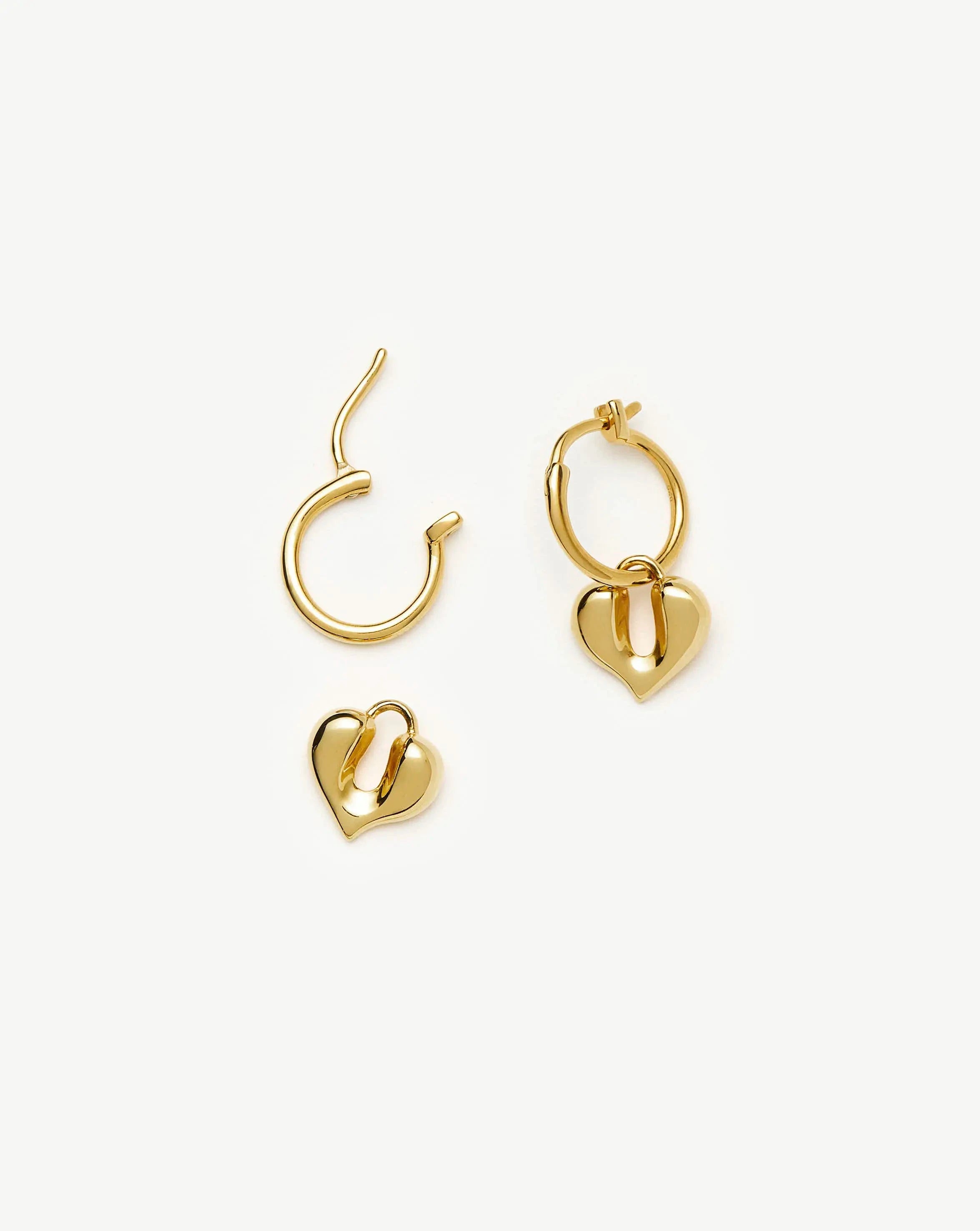 Molten Heart Charm Hoop Earrings | 18k Gold Vermeil Earrings Missoma 