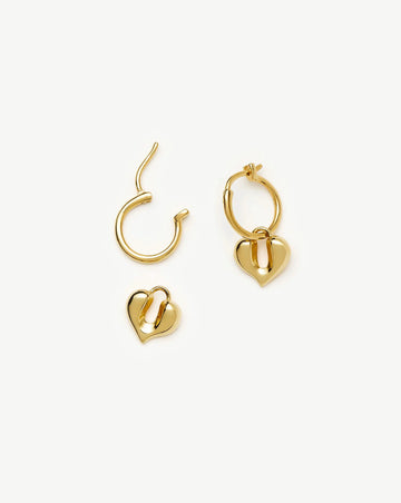 Molten Heart Charm Hoop Earrings | 18k Gold Vermeil Earrings Missoma 