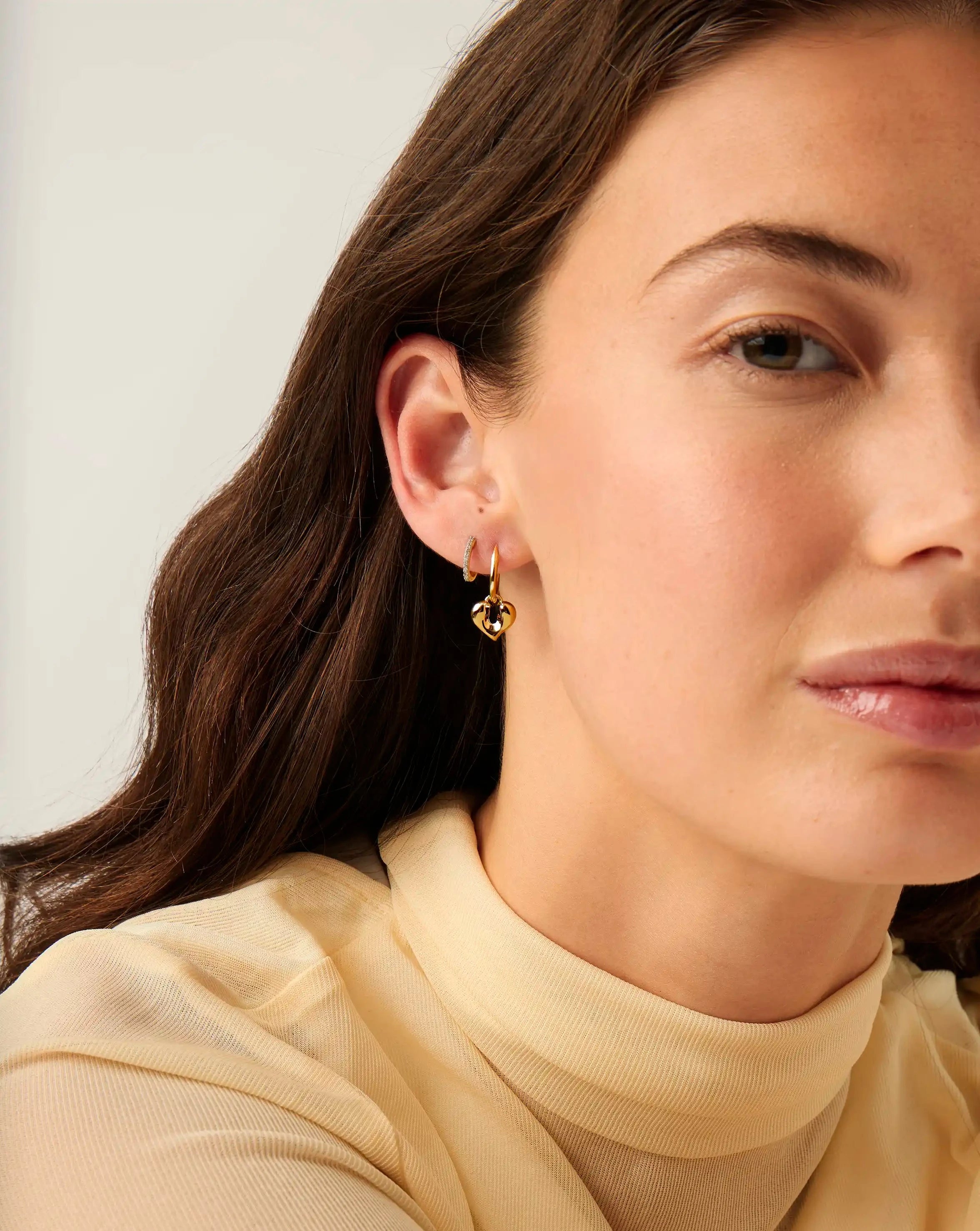 Molten Heart Charm Hoop Earrings | 18k Gold Vermeil Earrings Missoma 