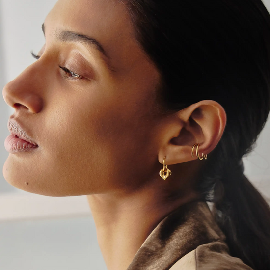 Molten Heart Charm Hoop Earrings | 18k Gold Vermeil Earrings Missoma 