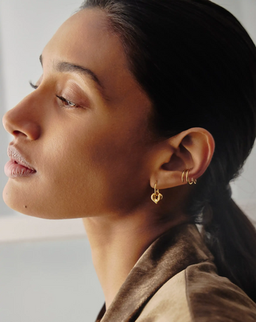 Molten Heart Charm Hoop Earrings | 18k Gold Vermeil Earrings Missoma 