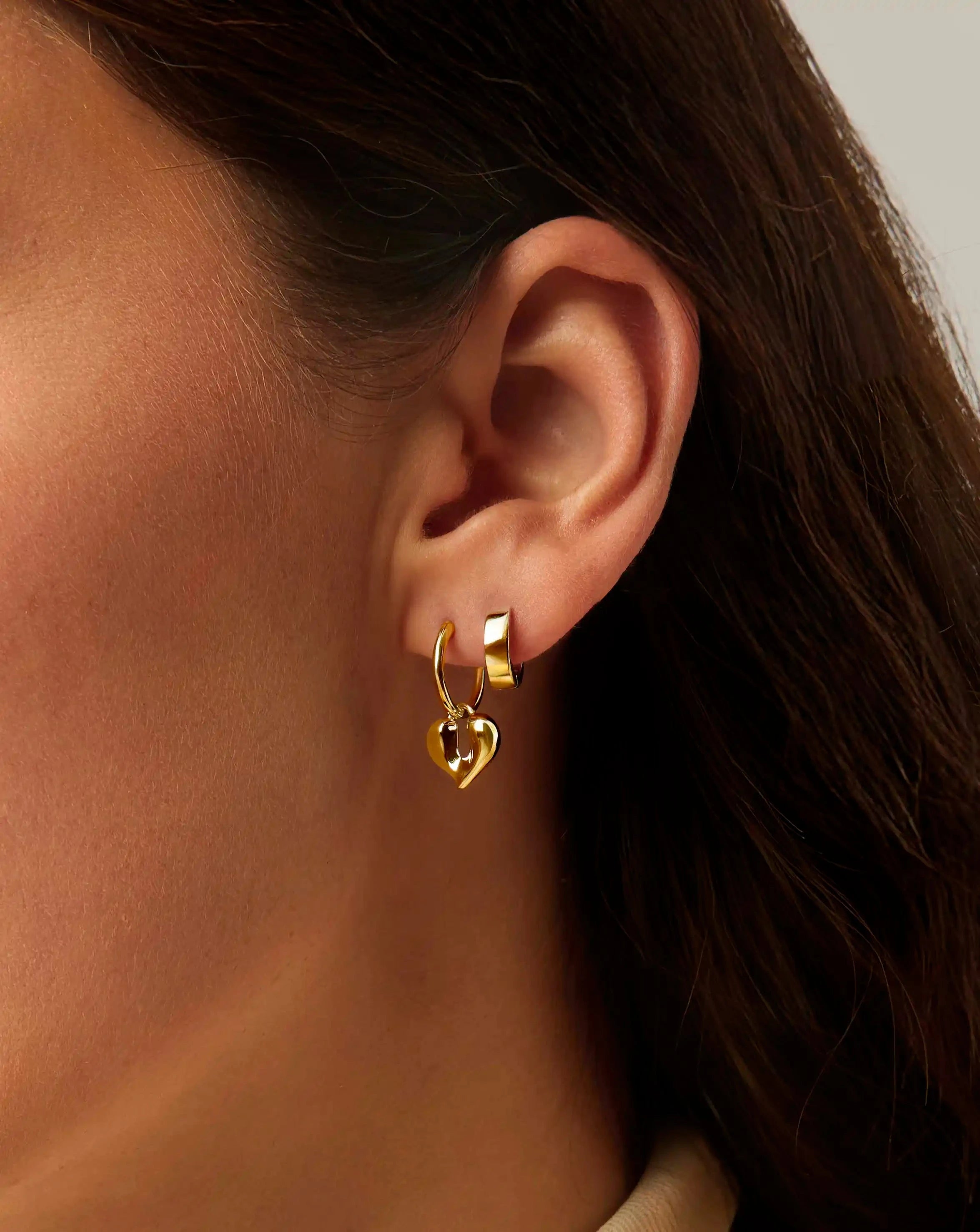 Molten Heart Charm Hoop Earrings | 18k Gold Vermeil Earrings Missoma 
