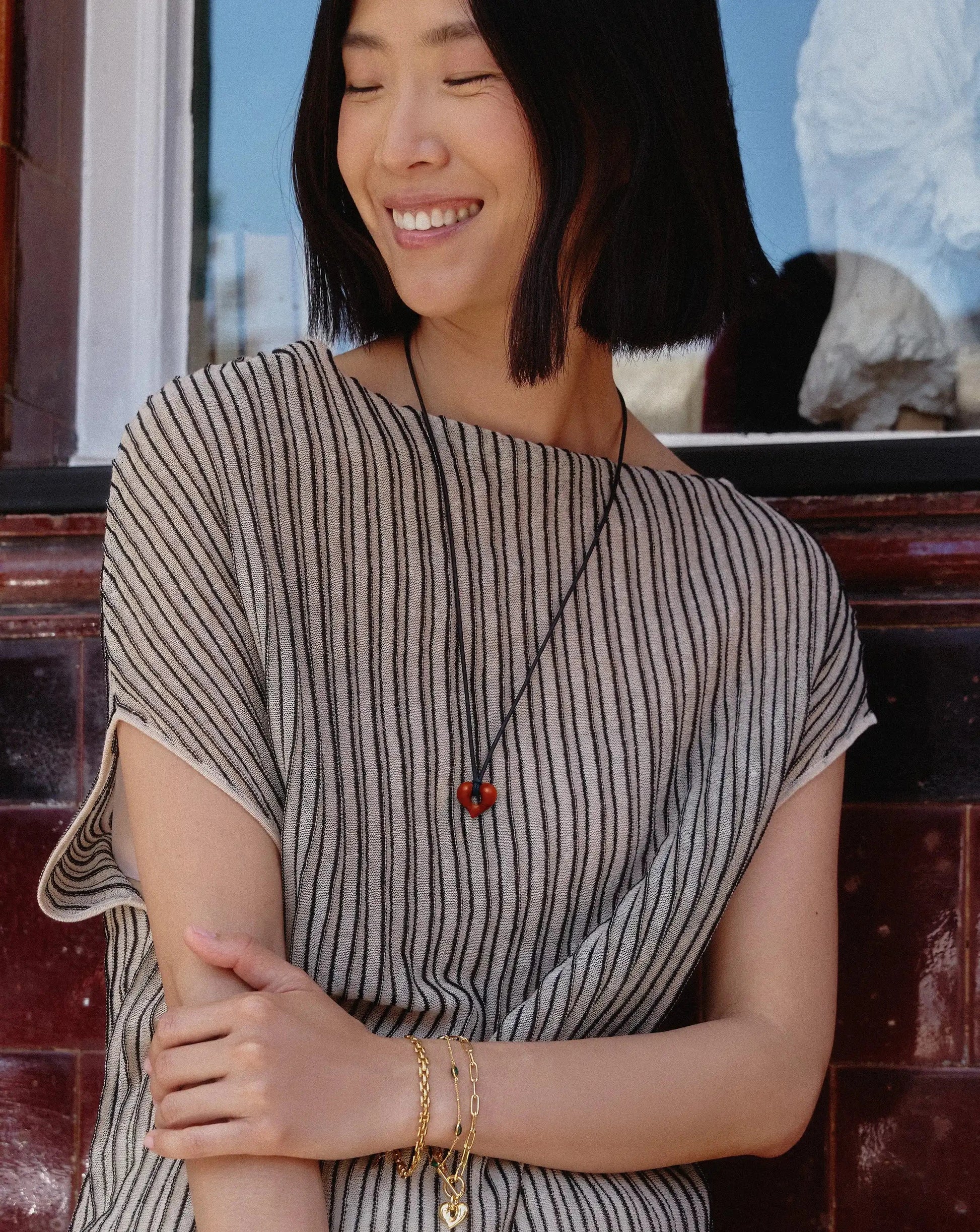 Molten Heart Gemstone Pendant Cord Necklace Necklace Missoma 