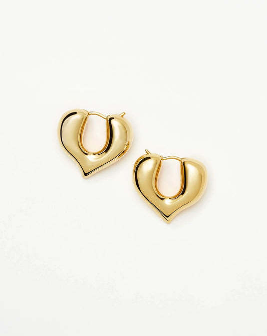 Molten Heart Medium Hoop Earrings | 18k Gold Plated Earrings Missoma 