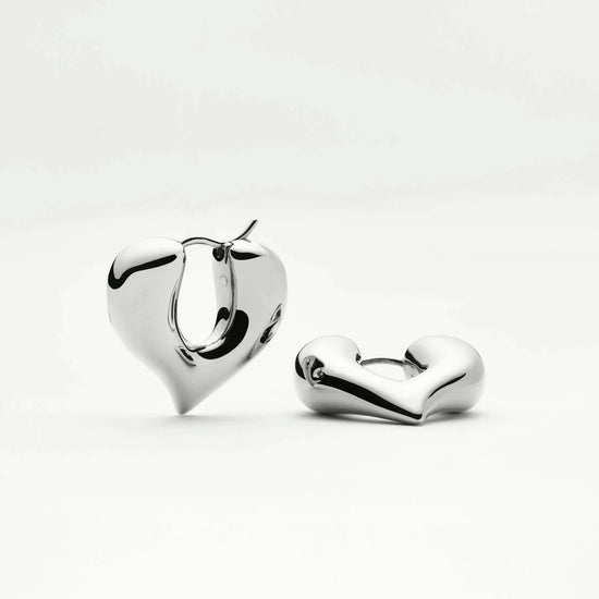 Molten Heart Medium Hoop Earrings | Silver Plated Earrings Missoma 