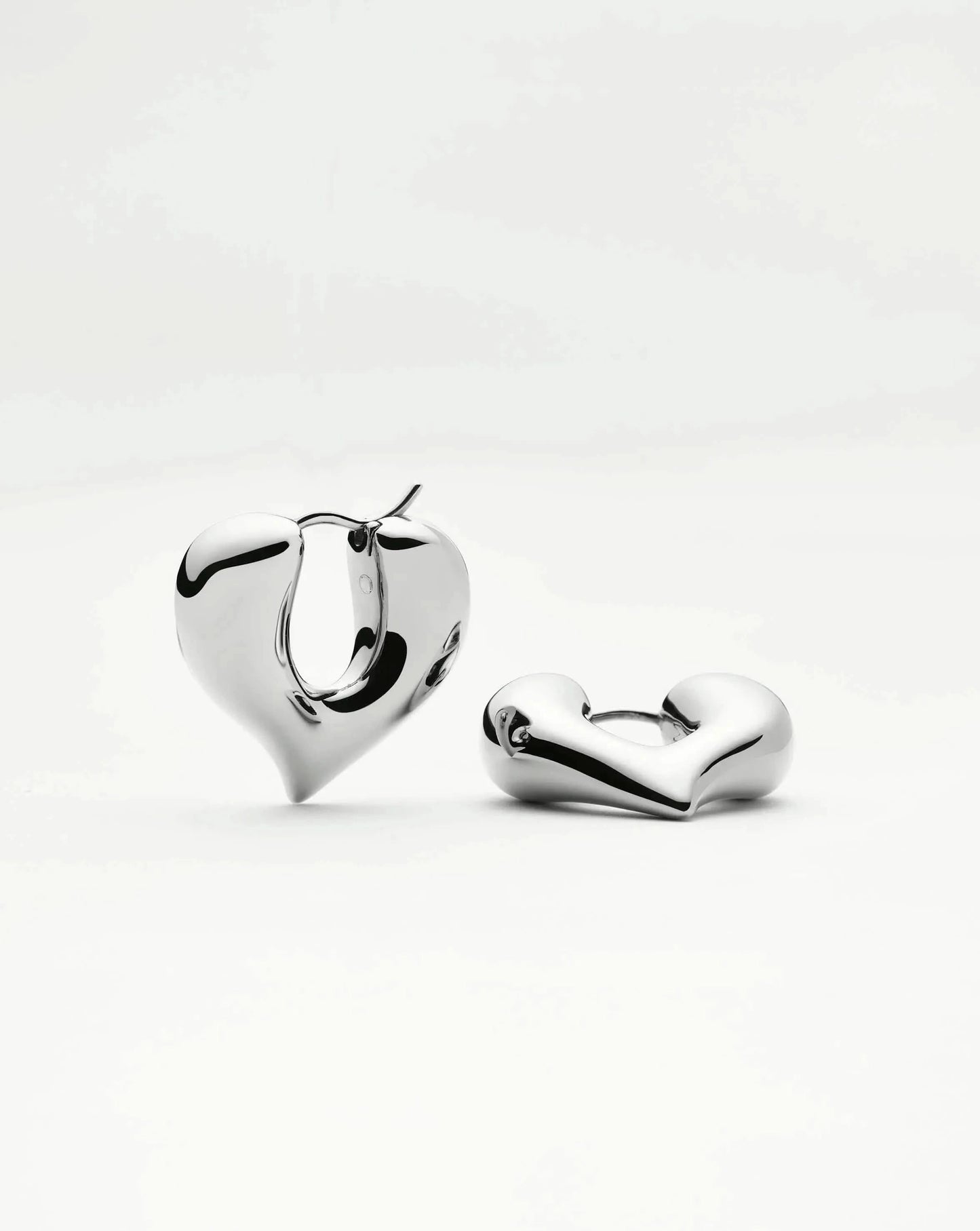 Molten Heart Medium Hoop Earrings | Silver Plated Earrings Missoma 