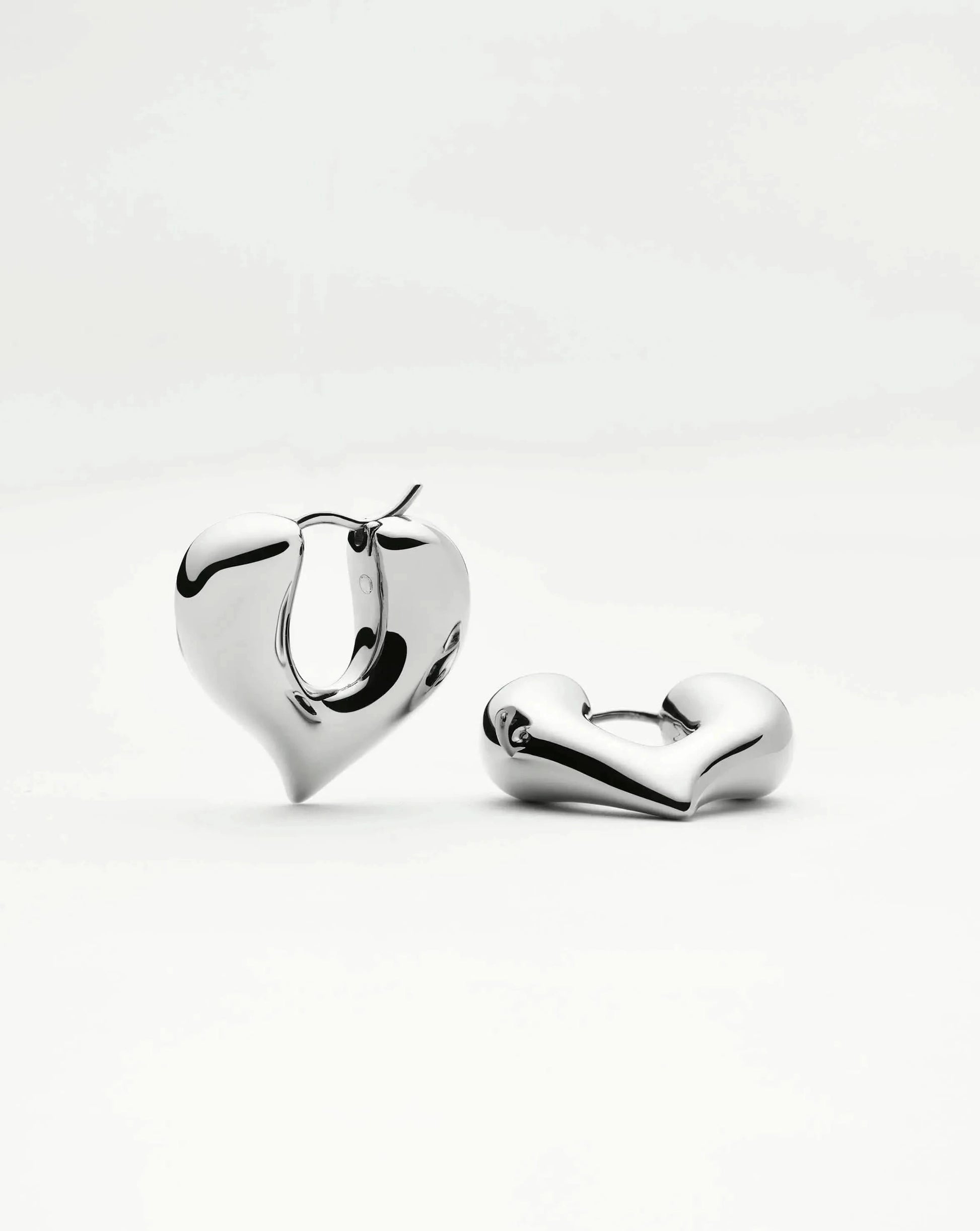 Molten Heart Medium Hoop Earrings | Silver Plated Earrings Missoma 
