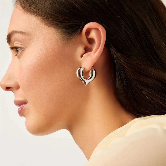 Molten Heart Medium Hoop Earrings | Silver Plated Earrings Missoma 